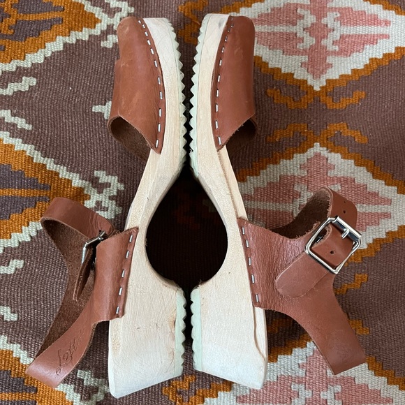 Lotta’s Stockholm Swedish Leather Open Toe Sandal Strappy Clogs Tan Brown 38 7.5 - Picture 6 of 11
